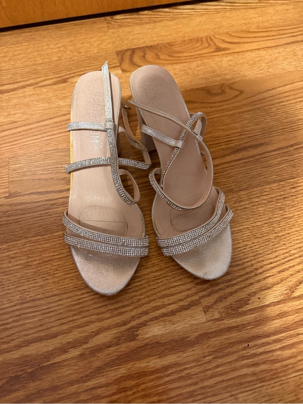 Elegant Beige Strappy Rhinestone Sandals for Women